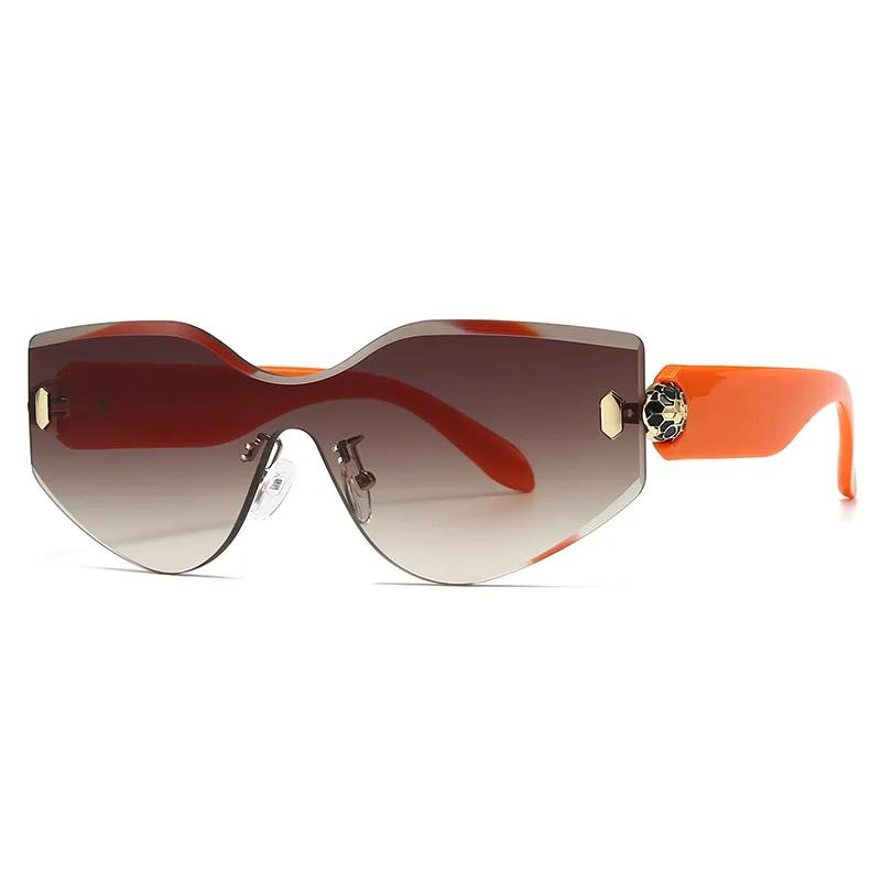Vintage  Rimless Oversized Sunglasses Women For Men Luxury Brand Design Sun Glasses Punk Popular Rivet Irregular Shades Uv400