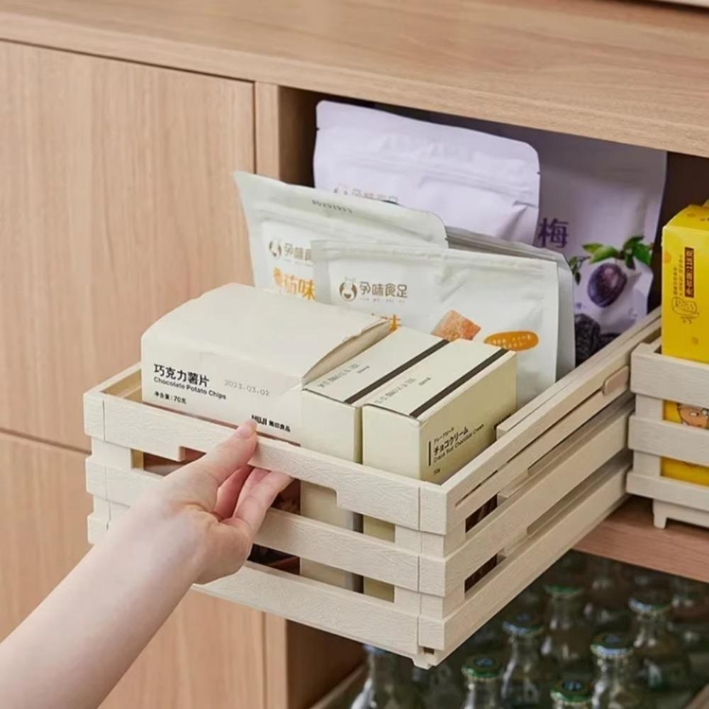 Telescopic Storage Basket Home Drawer Slide Organizer Plastic Kitchen with Miscellaneous Basket Potted Plant Storage Container