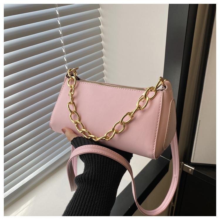 

Маленька жіноча сумка 2024 року, нова модна модна сумка через плече в іноземному стилі, проста жіноча сумка однотонна сумка в іноземному стилі маленька квадратна сумка Tide рожевий