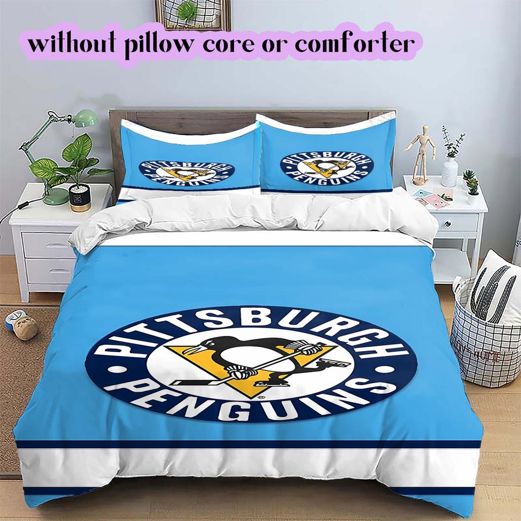 Ice Hockey Logo Pattern Bedding Quilt Set Quilt Cover Pillowcase Home Decoration Birthday Gift (1*duvet Cover+ 2*pillowcase, Without Core)