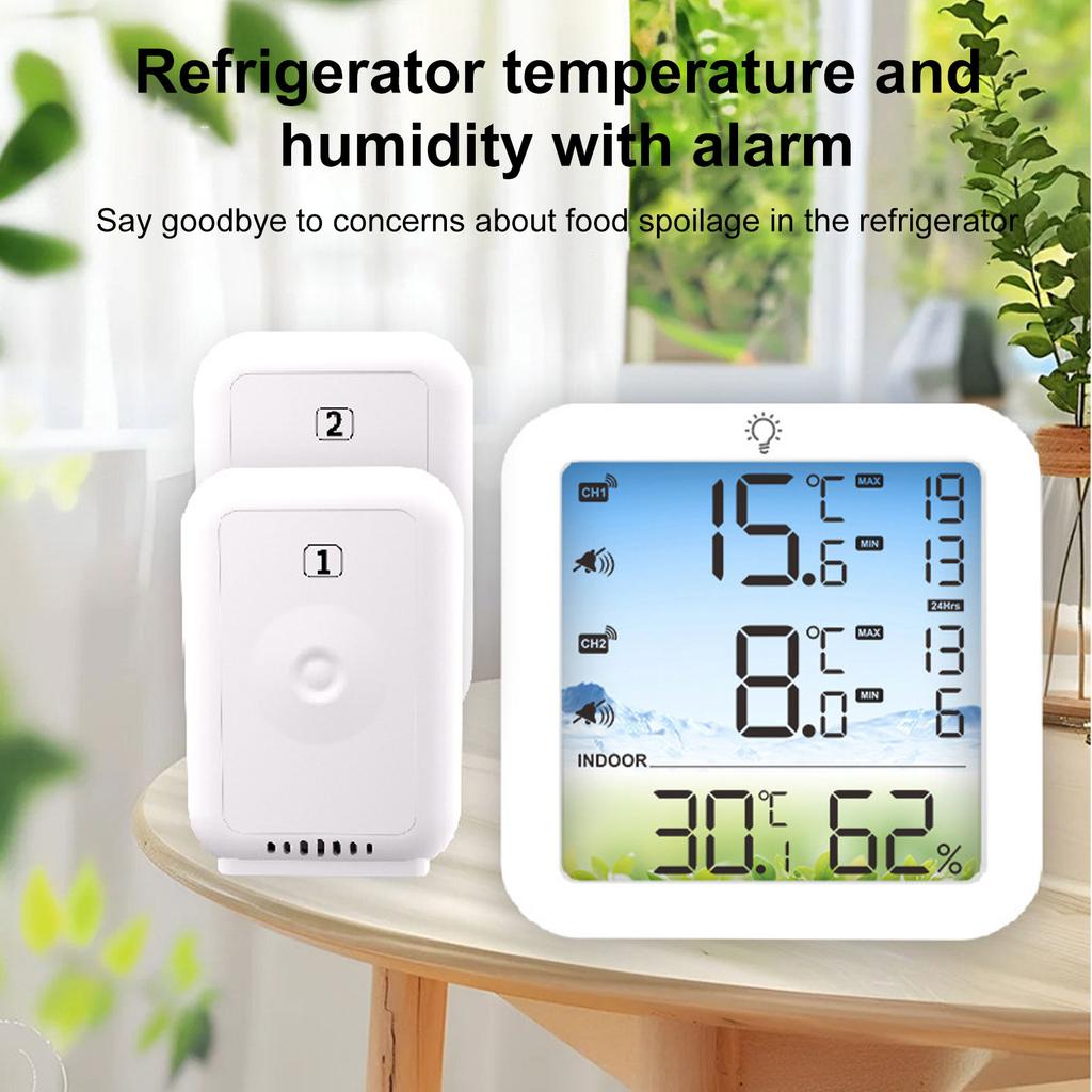 Trådlös Digital Termometer Hygrometer med 328ft Räckvidd för Kylskåp Frys Inomhus Utomhus Stor LCD-display Trådlös