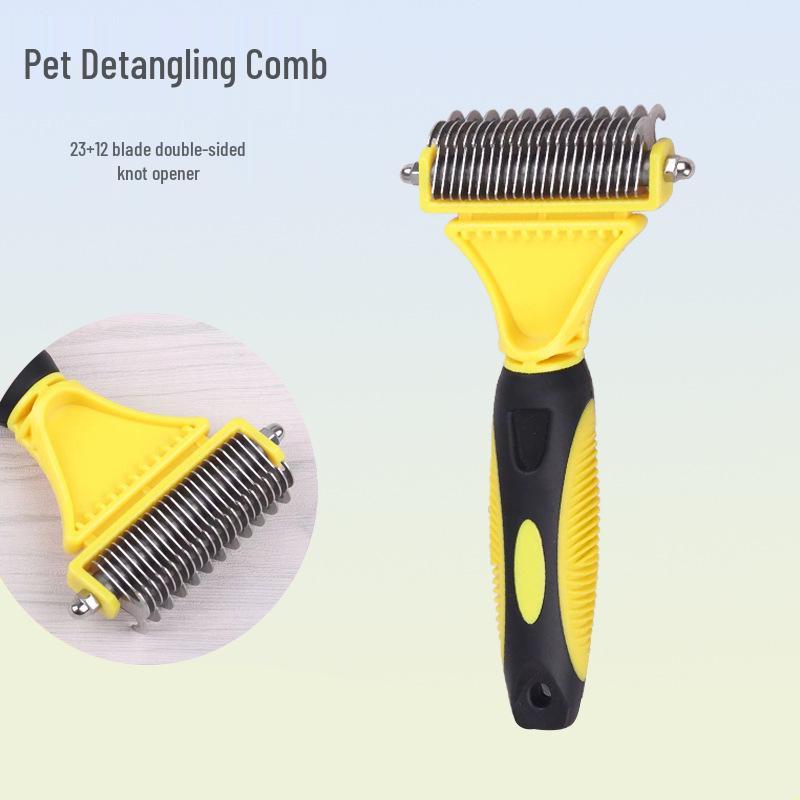 Double-Sided Pet Comb & Knot Rake for Dogs & Cats