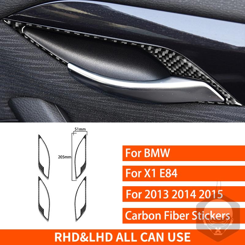 For BMW X1 E84 2013 2014 2015 Real Carbon Fiber Sticker Door Switch Handle Panel Trim Frame Car ide decorative Accessories