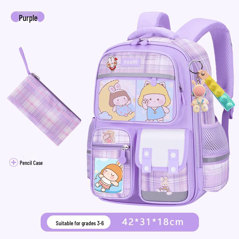 2025 Plaid Backpack: Large Capacity School Bag for Elementary to Junior High Students