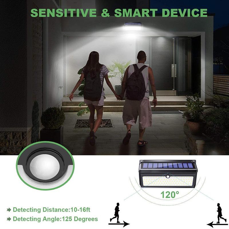 Dailu Anti-theft Solar Lights Outdoor 2000Lm IP65 Water Solar Motion Sensor Security Lights with Wide Angle for Patio Garden