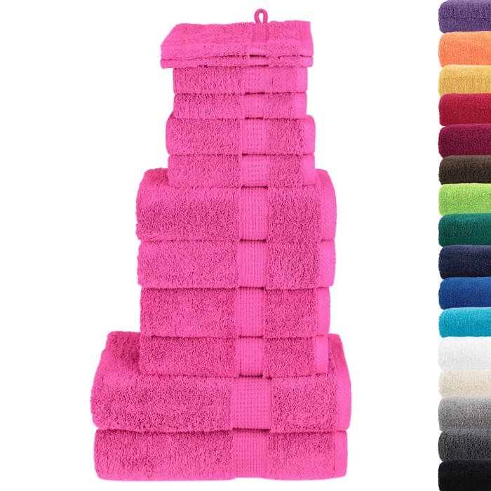 VidaXL Ensemble de Serviettes de Qualité Supérieure 12 pcs, Essuie-mains, Serviettes de Douche, Draps de Bain, Serviettes 137586