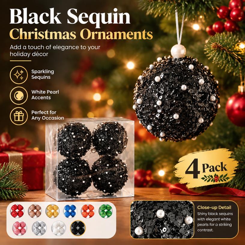 Western Style Foam Christmas Ornament Balls, Set of 4