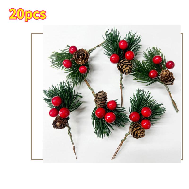 Decorazioni Natalizie 10 Pezzi Pigne di Natale Bacche Rosse Artificiali Faux Pigne per Corone di Fiori Decorazioni Regali di Natale