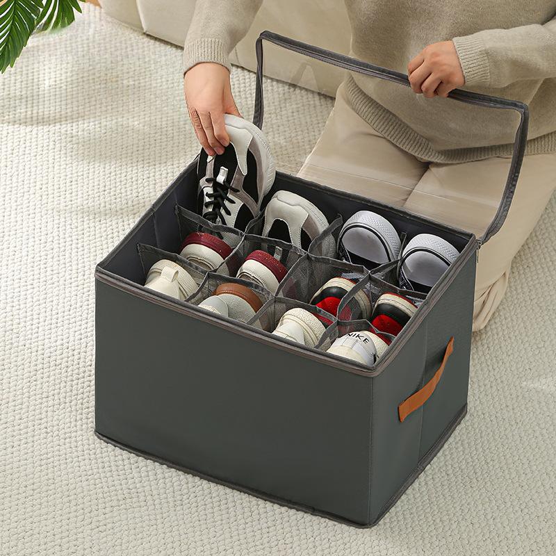 New Foldable Shoe Box with Cover Large Capacity Dust-proof Oxford Cloth and PP Compartment Clothing and Shoe Storage Organizer