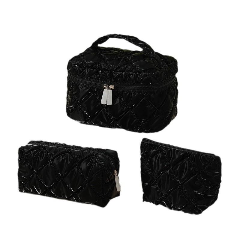 Large-Capacity Waterproof Cosmetic Bag Set - Stylish Solid Color, 3-Piece Portable Toiletry Organizer