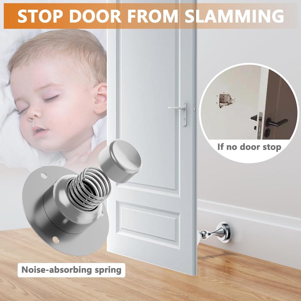 Stainless Steel Door Stoppers For Bottom Of Door| Magnetic Door Stop For Wall And Floor Mounting| No Drilling Door Catch Door Holder