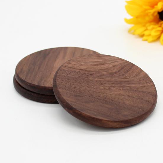Round Square Cup Coaster Black Walnut Wood Insulation Dining Table Mug