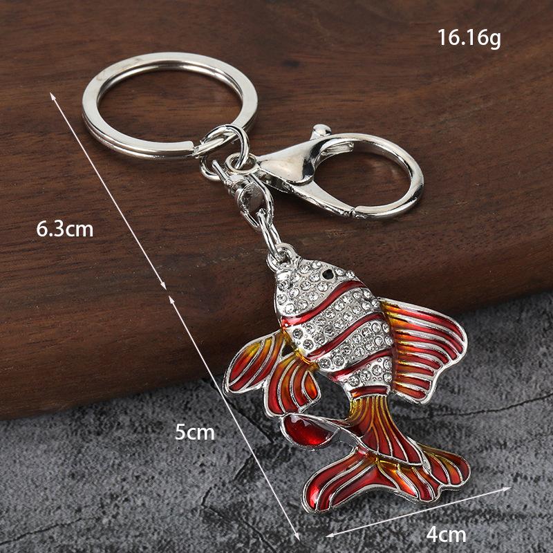 2/6/12PCS Zinc Alloy Pendant Fish Shape Key Holder with Rhinestones Inlaid Enamel Craft Lobster Clasp Bag Charm Bag Charm