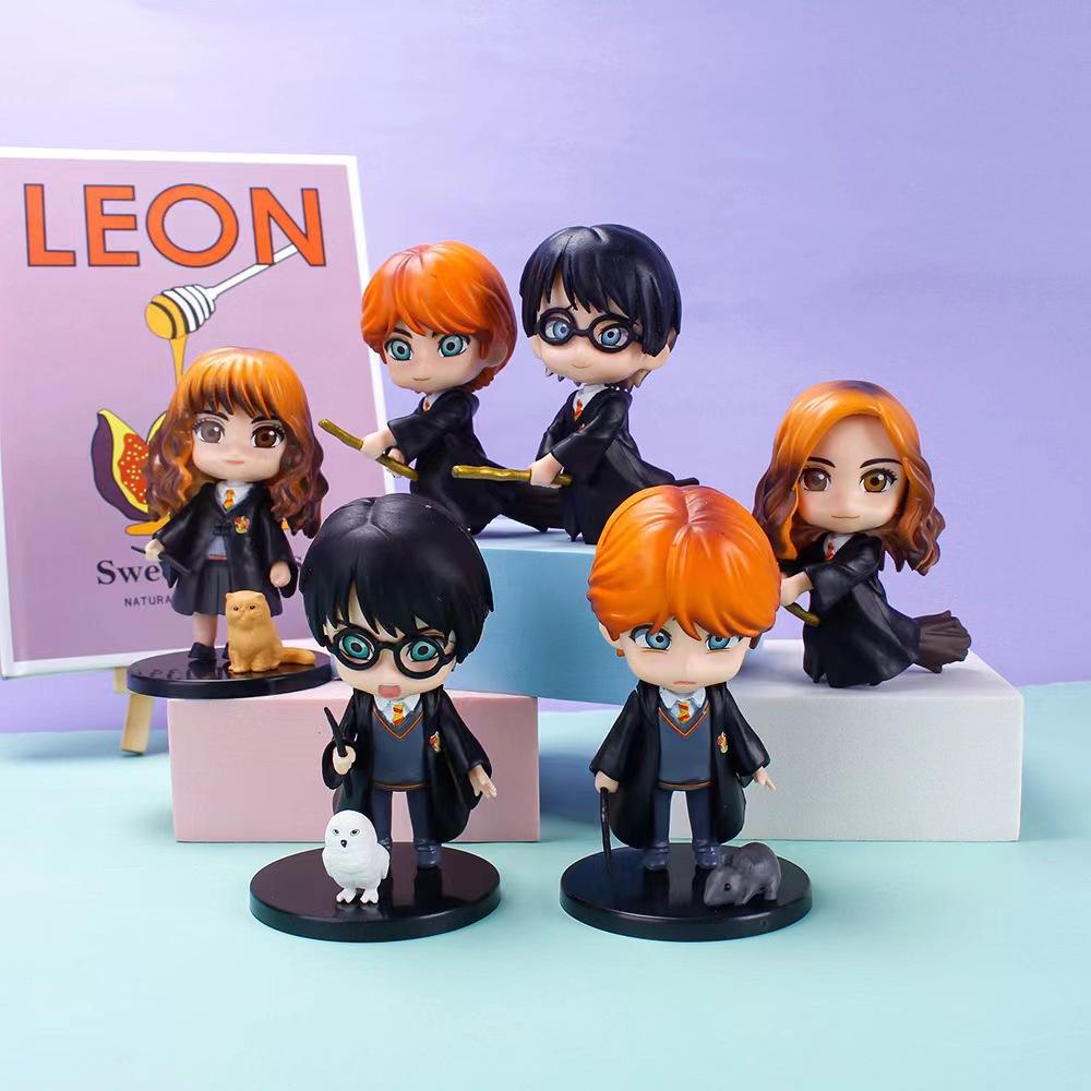 3-10Pcs Harryy Style Potter Posket Hermione Ron Hedwig Vinyl Figure Toy Cake Decoration Car Ornaments Model Doll Gift Toys Q PVC Kid Friendly