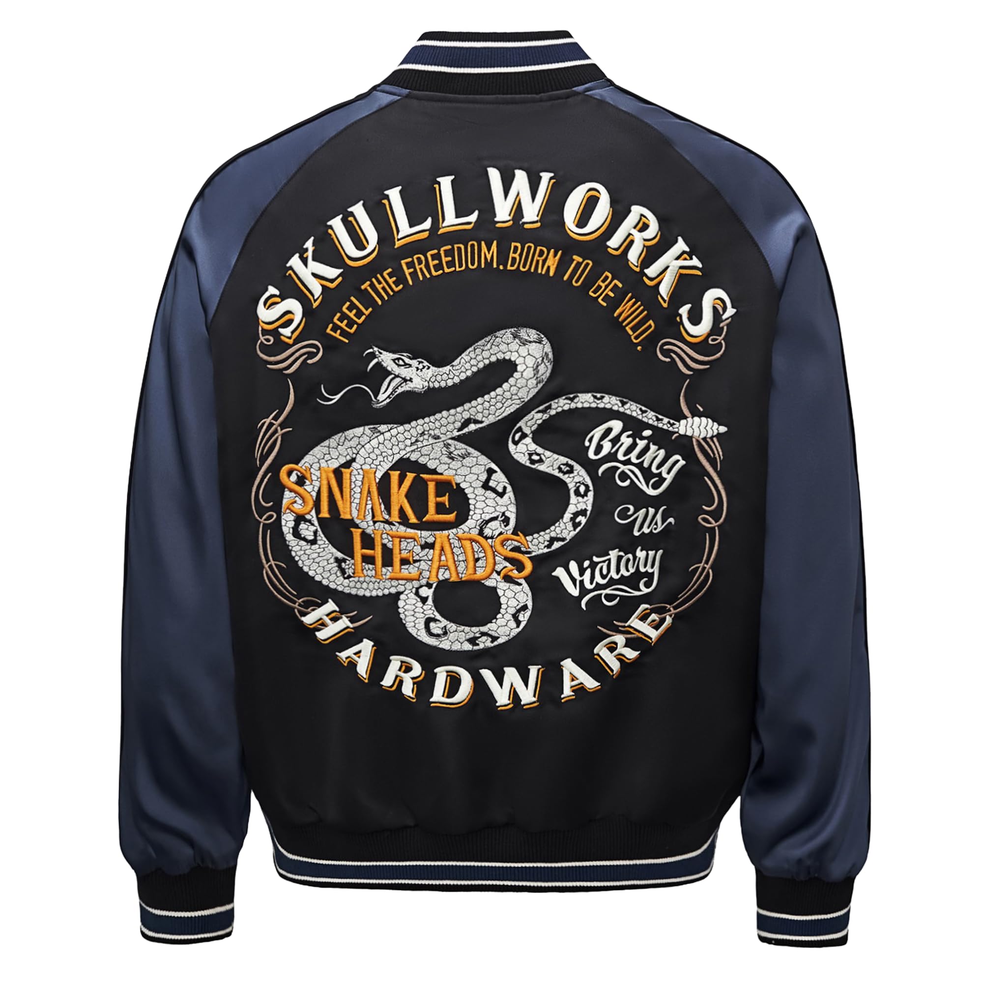 

East Rain Snake Print Baseball Sukajan Jacket with Quilted Lining and Military Flight Cold American Casual FUN228 Men s Jacket, Autumn/Winter Blouson,