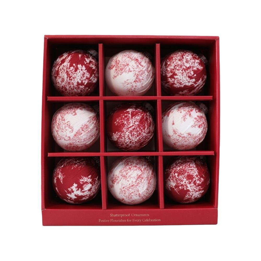 9Pcs Snowflake Painted Christmas Ball Ornaments Snowflake Christmas Ball Home Party Decor