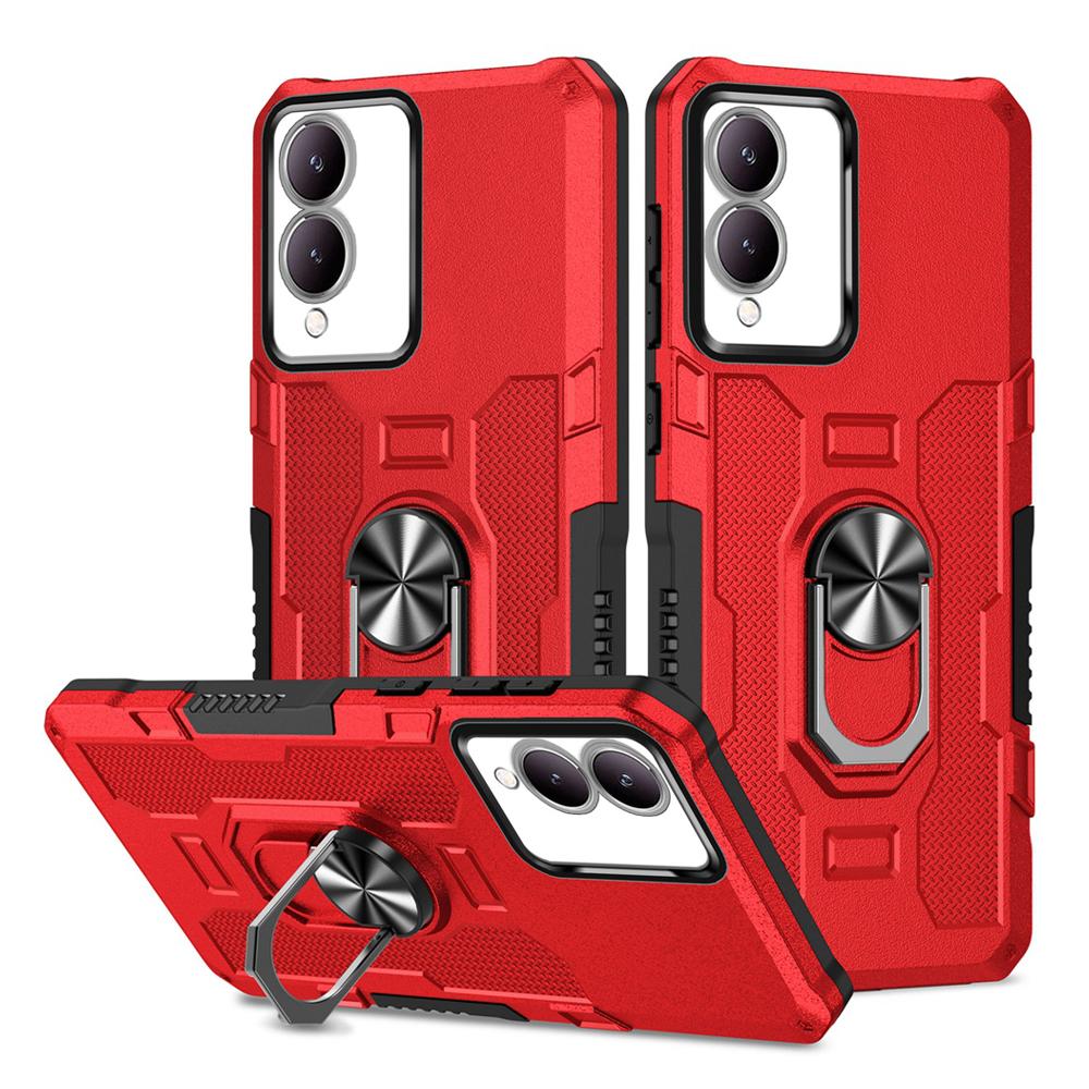 Shockproof Armor Case for VIVO Y17S Soft Silicone+PC Metal Ring Stand Phone Back Cover for VIVO Y17S