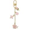 Pink Rose & Cherry Blossom Zinc Alloy Keychain Pendant