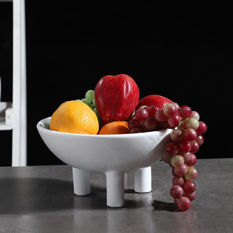Ceramic Plate Tray Black and White Tall Fruit Bowl Flowerpot Desktop Storage Organization Decorative Figurines Home Decoration