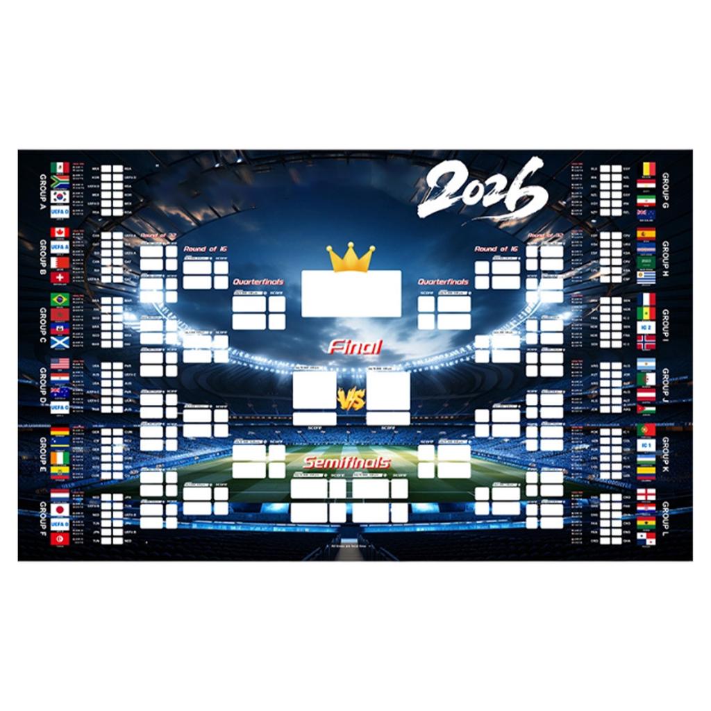 Plakát s rozpisem 2026, Polyesterová nástěnná tabule a Vitrína na trofeje Fotbalový banner Pro mezinárodní párty Dekorace Bar a dárky pro fanoušky