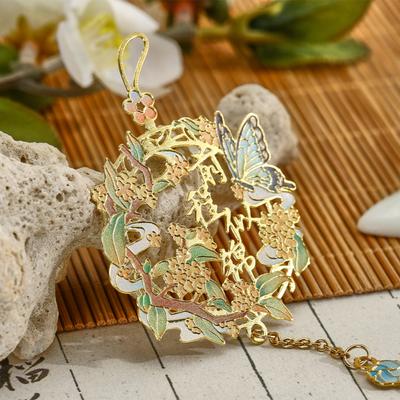 Vintage Butterfly Flowers Painting Metal Bookmark Hollow Bookmark With Tassel For Book Club Readers Friends Teachers Students