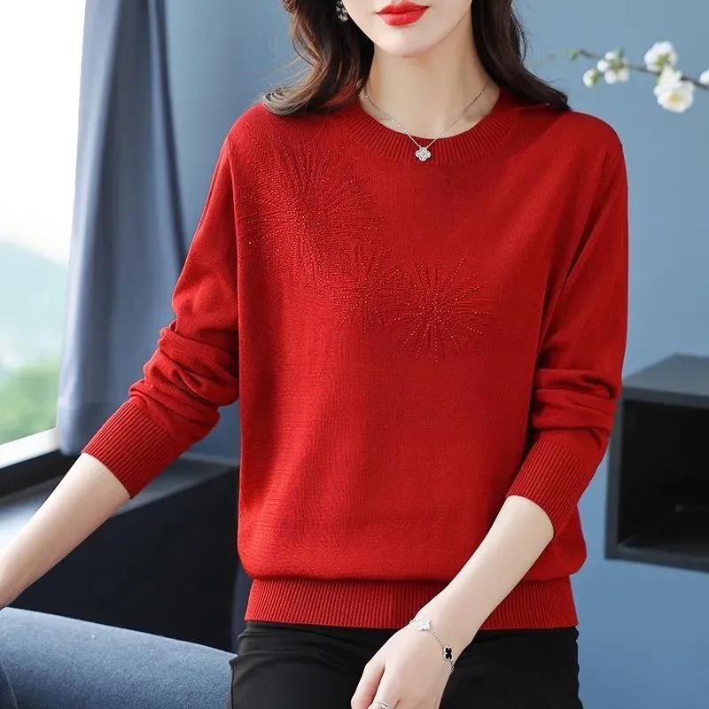 Svetr pro ženy Podzim Zima Zesílený Pulovr Teplý Pletený Pruhovaný Kulatý výstřih Základní vrstva Pružný Dlouhý rukáv Oversize Svetr Topy