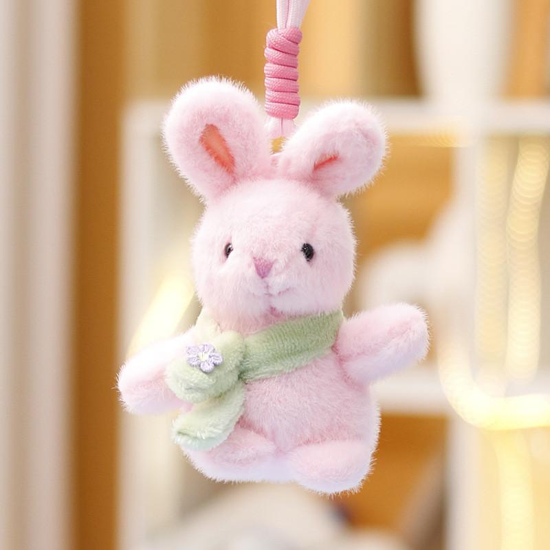 Plush Rabbit Scarf Doll Keychain Toy Animal Pendant Backpack Decoration Gift