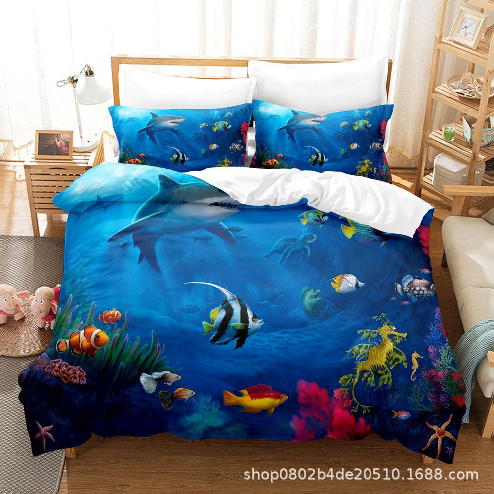 Digital Printing Three-Piece Home Textile Animal Series Bed Sheet Quilt Cover Can Be Ordered