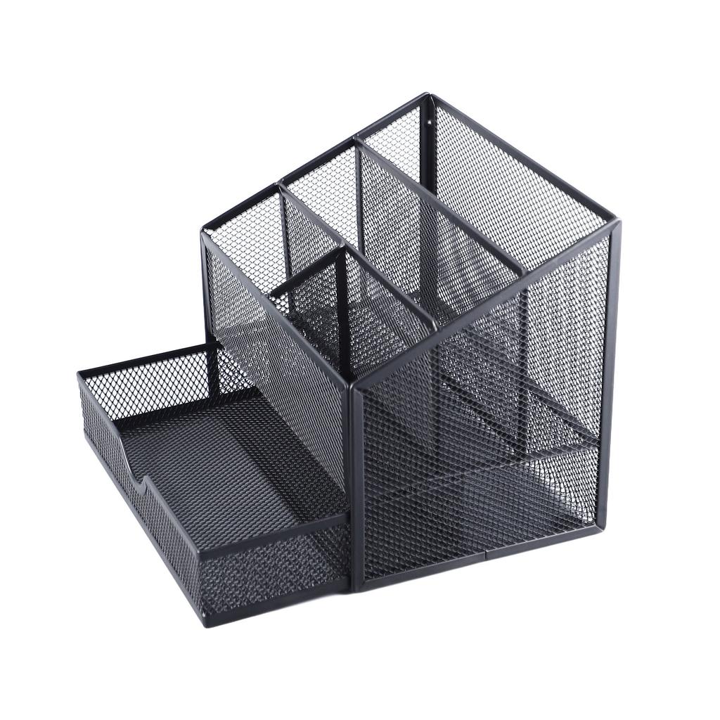 Desk Organiser Metal Mesh Office Table Organiser with Drawer for Books Pens Stapler Folder Clips