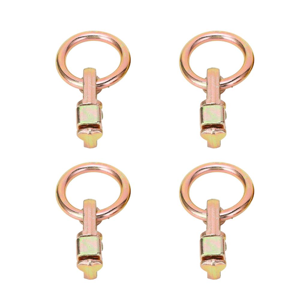 4PCS L Track Double Stud Tie Down Fitting Carbon Steel L Track Fitting with O Ring for Truck Bed