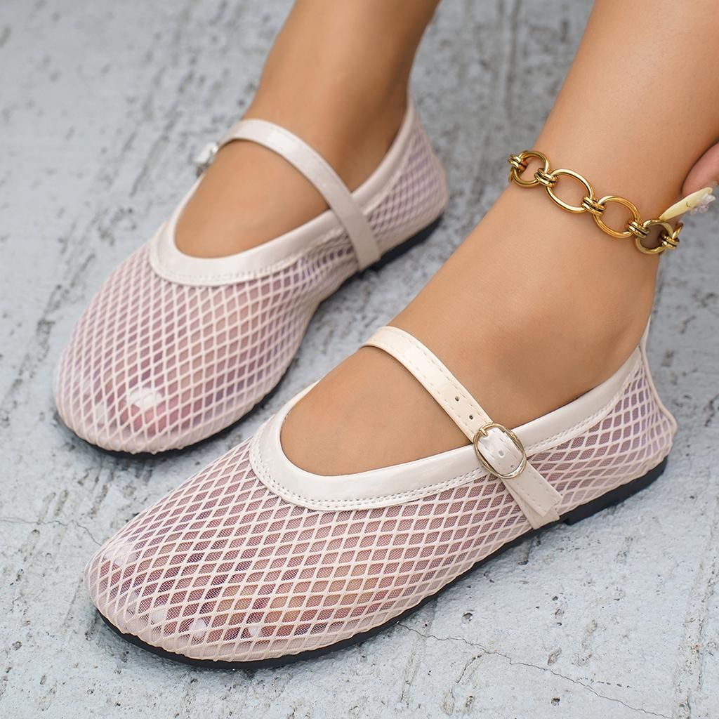 Fashion 2025 New Women Flat Sandals Fashion Mesh Ballet Designer Shoes Women Hollow Round Head Breathable Mesh Sandals Zapatos De Mujer