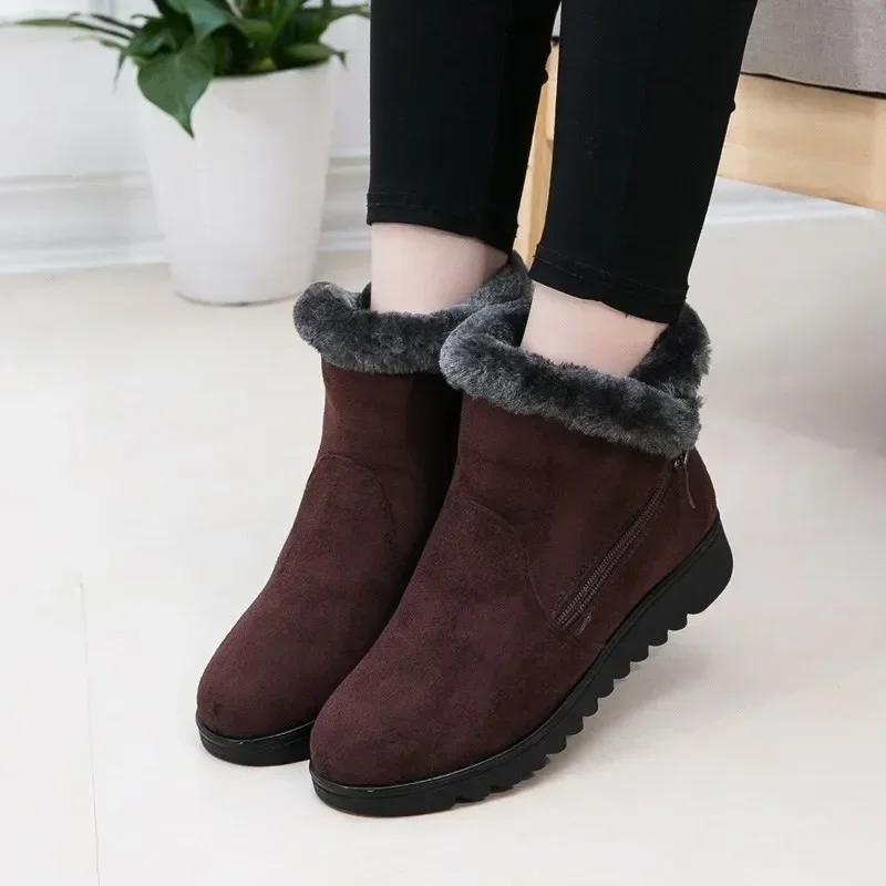 Fashion Zipper Design Winter Boots Women Warm Plush Snow Shoes Ladies Ankle Boots Comfort No-slip Loafers Designer Casual Flats