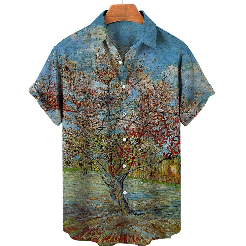 Oversized Shirt Hawaiian Beach Holiday Flower Painting Pattern Summer Casual Man Top Breathable Mens Design Clothing New
