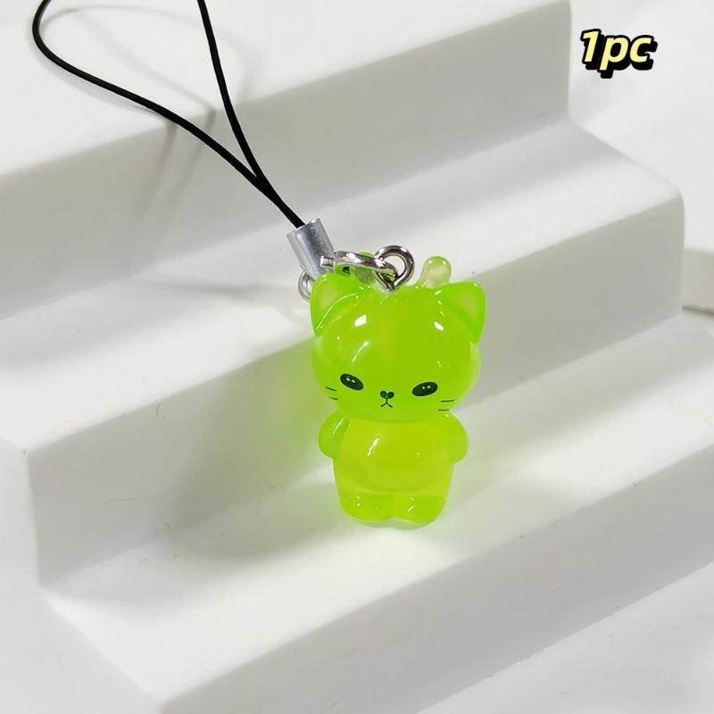 Cute Glow In The Dark Cat Keychain Resin Mobile Phone Pendant Bag Charm Backpacks Purses Pendant Party Gift