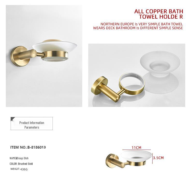 Gold Brushed Stainless Steel Bathroom Set: Towel Rack, Toilet Paper Holder, Storage Shelf, Clothes Hook, No Drill.