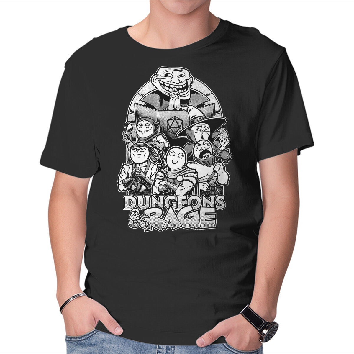 Unisex Crew Neck T-Shirt Dungeons And Rage Meme Graphic Short Sleeve Casual Tee XL