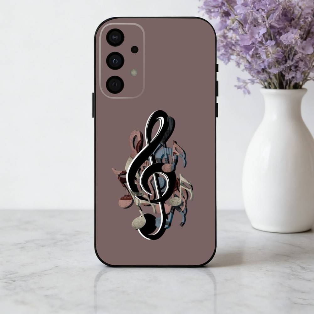 M-Music Art T-Treble Clef Phone Case For Samsung Galaxy A73,A72,A71,A70,A53,A52,A51,Soft Silicone Black Cover