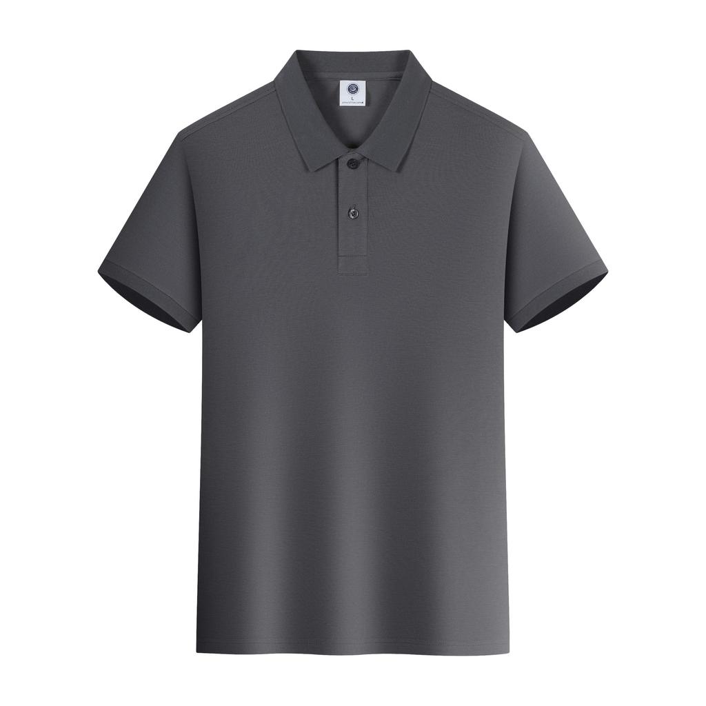 Summer Pure Cotton POLO Shirt Short-sleeved T-shirt Heavy Solid Color 220g Simple Lapel Top for Men and Women