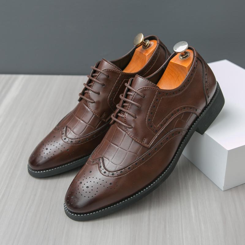 

Fashion Size 38-46 Retro Men Formal Leather Shoes Men Lace-up Business Fashion Suit Leather Shoes Wedding Banquet Shoes Size 38-46 46 коричневый