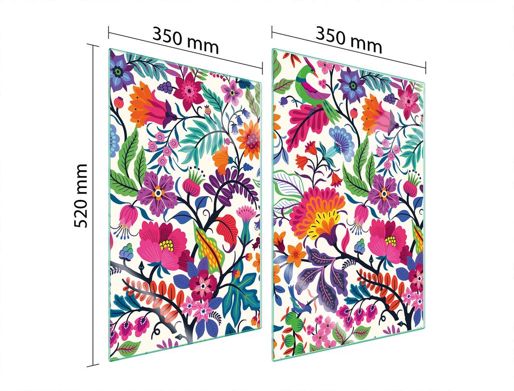 SZKLANA PŁYTA OCHRONNA DO KUCHNI 2x35x52 KWIATY