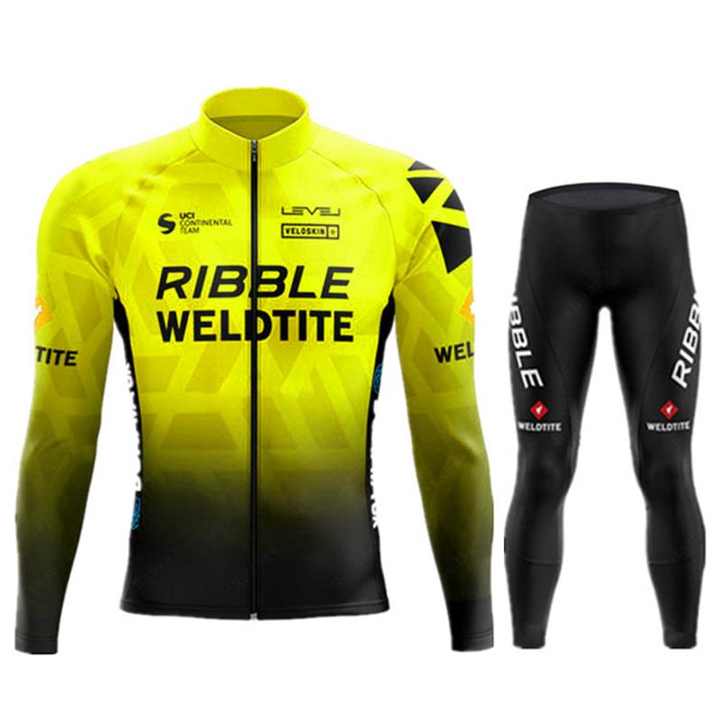 Jaro Léto Dlouhý Rukáv Cyklistický Dres Sada Cyklistické Kalhoty na Kšandy Oblečení Pro Tým Jednotný Tým na Kolo Pánské Cyklistické Oblečení Dres