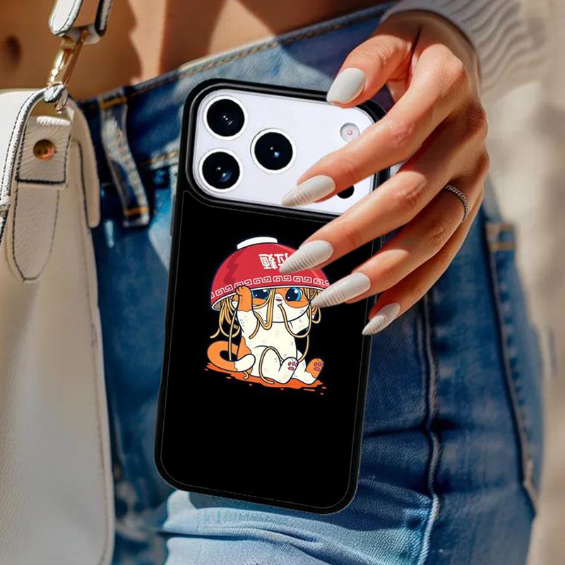 Ramen Cat Japanese Art Phone Case For iPhone 17 Air 14 15 13 12 Max Cover For Apple 16e 11 Pro Max Plus Coque
