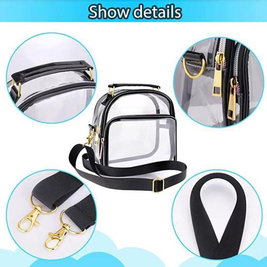 Clear Bag Adjustable Shoulder Straps Large Capacity Waterproof Dustproof Zipper Closure Daily