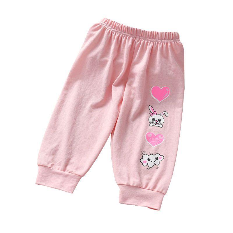 New Casual Pants for Children Fashionable and Versatile Printed Cropped Pants for Baby Girls Thin Mosquito Repellent Pants for Girls