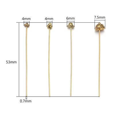 10pcs Alloy Flower Head Ball Pins 0.7X53mm Simple Metal Head Pins Needle For Jewelry Making DIY Earrings Accessories Wholesale