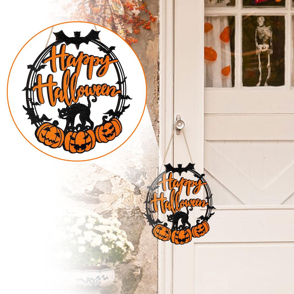 Halloween Pumpkin Wooden Craft Pendant Holiday Party Decoration Doorplate Ornaments