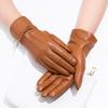 Women's Colorful Genuine Leather Gloves Bow Sheepskin Gloves  Women's Warm Cycling Clothing Gloves for Autumn and Winter