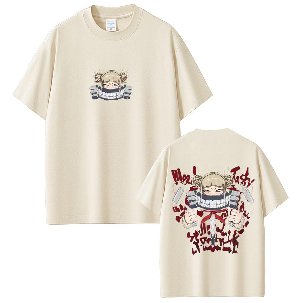 Japanese Anime My Hero Academia Print T-shirt Cute Kawaii Himiko Toga Graphic Y2K T Shirts Men Women Top