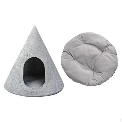Felt Cat Teepee Tent Triangular Washable Removable Bed for Indoor Cats Pets