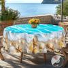 1 Piece Of Summer Ocean Theme Printed Tablecloth, Ocean, Beach, Shell, Starfish Pattern Design, Suitable For Spring And Summer Holiday Parties, Campin